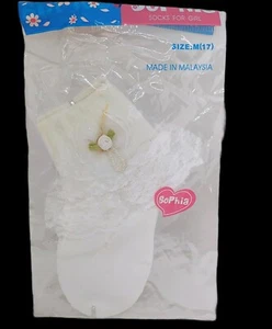 Sophia Ruffled White Dressy Socks Girls Size M (17) - Malaysia 100% Nylon - Picture 1 of 5