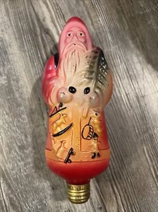 Rare Antique Santa Christmas Bulb Large 9 Inch Ornament circa 1920 Holiday WORKS - Picture 1 of 6