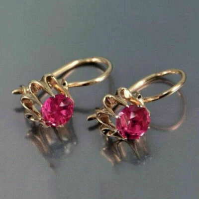 18K 镀金耳环女式模拟蓝宝石婚礼订婚珠宝首饰 — 第 1/4 张图片