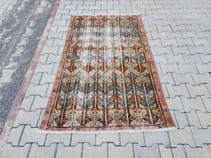 3x6 Small Vintage Oushak Carpets Hand Knotted Wool Rug Pastel Turkish Rustic Rug - Picture 1 of 11
