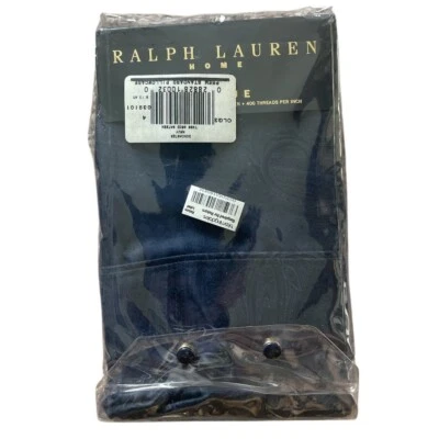 Fronha Ralph Lauren Home Doncaster azul marinho T400 cetim 100% algodão padrão nova com etiquetas - Imagem 1 de 4
