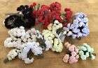 Huge Lot of  30 Wire Cluster Mini Satin Roses, Many Colors, Mostly Full Bundles