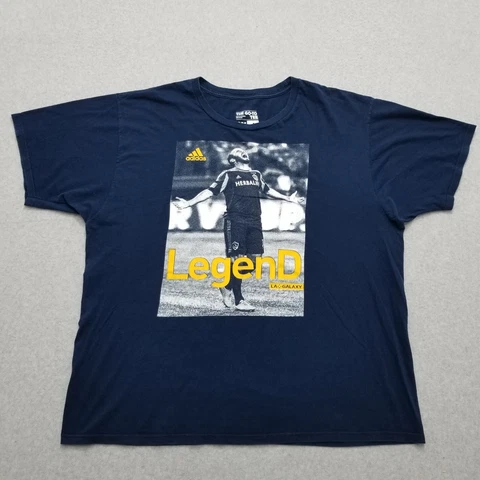 Adidas Shirt Mens 2XL Blue LA Galaxy Soccer Short Sleeve Logo Crew Neck Cover
