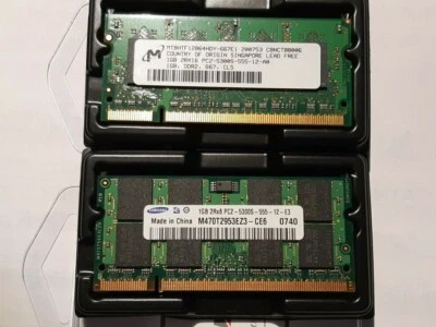 memoria ram so-dimm ddr2 667mhz 2 pezzi moduli 1gb pc2-5300s per laptop notebook - Immagine 1 di 4