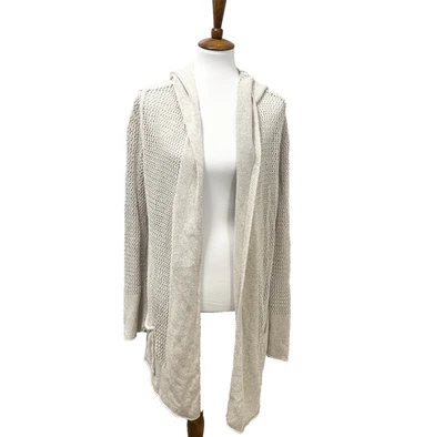 Cárdigan Eddie Bauer Lino Tejido Abierto Para Mujer L Beige Costero Playa Resort Boho Foto 1 de 4
