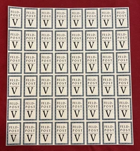 Nazi German Third Reich Feldpost Soldiers Mail V Stamp Full Sheet MNH WWII WW2 - Picture 1 of 2