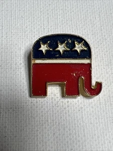 Republikanische GOP Elefant Anstecknadel rot weiß blau Sterne politisch Sammlerstück - Bild 1 von 6