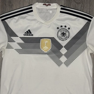 Germany Soccer Shirt Mens Medium White Black FIFA World Cup 2018 Jersey Adidas - Image 1 of 4