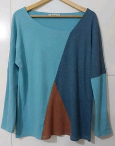 YYidarton Blue &brown Long Sleeve Jumper Size XL - Picture 1 of 7