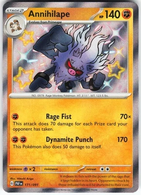 Annihilape - 171/091 Pokemon SV: Paldean Fates Holo Shiny Rare NM - Image 1 of 2