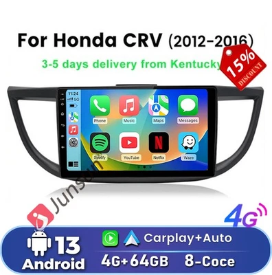 For Honda CR-V 2012-2016 Android13 4+64G Carplay Car Stereo Radio GPS Nav DAB BT - Image 1 of 4