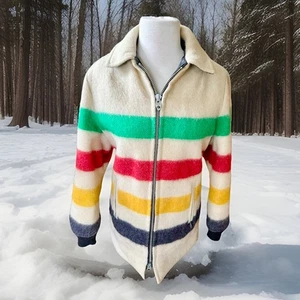 Hudson Bay Stil Wolle gestreift Spitze Damen kleine Jacke/Mantel wendbar (schwarz) - Bild 1 von 13