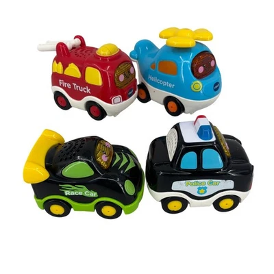 VTech Go Go Smart Wheel Lot 4 Fire Truck Helicopter Police Race Car Tested Works - Image 1 of 4