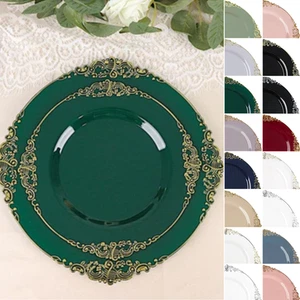 10 Round 8" Disposable Plastic Salad Dinner Plates Embossed Baroque Trim Party - Picture 1 of 177