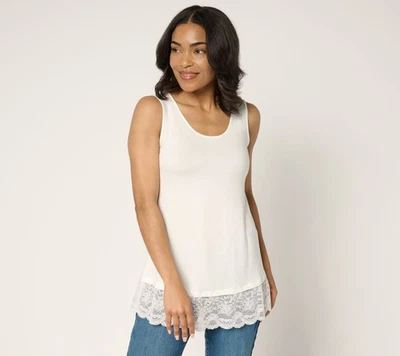 Camiseta sin mangas tejida LOGO by Lori Goldstein para mujer talla grande 2X con blanco A695744 Foto 1 de 4