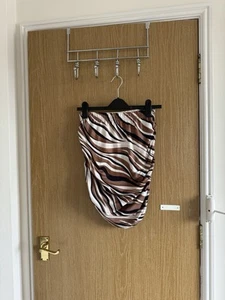 SHEIN Neutral Marble Geometric Print Bodycon Ruched Skirt Size L / UK12 - Picture 1 of 3