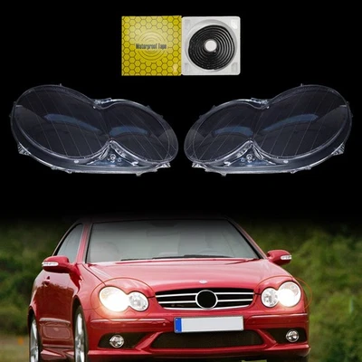 Un par de cubiertas de lente de faros transparentes L+R para Mercedes Benz CLK C209 W209 2005-2009 Foto 1 de 4
