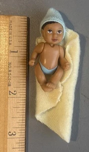 Seltene Barbie - Midge's Happy Family ~ Neugeborenes Baby - braune Haare - blaue Windel & Mütze - Bild 1 von 7