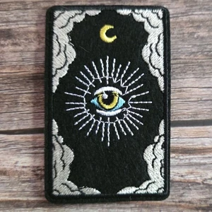 Occult All Seeing Eye Magick Gothic Moon Witchy Tarot Oracle Iron On Patch - Picture 1 of 2