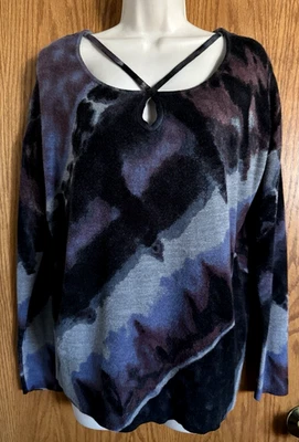 Suéter Top Rock & Republic Multicolor Ojo de Cerradura Delantero Mangas Largas Mujer Talla Med Foto 1 de 4