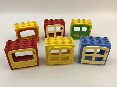 Lego Duplo Windows Red Blue Yellow With Mixed Colors Set Of 6 Replacement Pcs D - Image 1 of 4