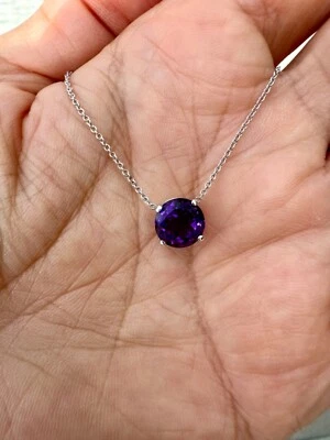 Amethyst Pemdant, 2 carat Amethsyt, 14 K white gold, birthstone - Image 1 of 4