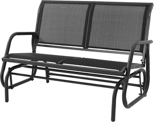 Patio Outdoor Glider Bench, High Backrest and Breathable Mesh Fabric, Yard Porch - Picture 1 of 12