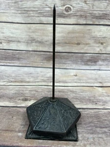 Vintage ornate cast-iron desk top bill receipt paper spike holder HTF - Picture 1 of 7
