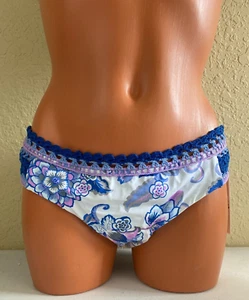Becca Womens Juliet Tab Side Hipster Swim Bikini Bottom Blue Size Large - Picture 1 of 4