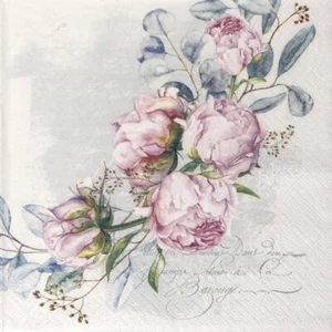 4 servilletas de papel individuales para decoupage y fiesta - rosas rosa Emilia - Imagen 1 de 4