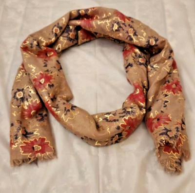 Bufanda Nordstrom Roffe para mujer con estampado floral topo en ribete dorado 74"x26" Foto 1 de 4