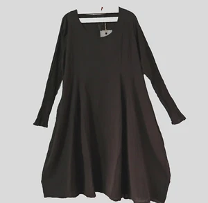 ROPA PRIVADA gran vestido arrugado Ecokattun 46-48-50 HALTE DE CALOR bolsillos choco - Imagen 1 de 3