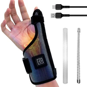 OISNSOIN Wrist Thumb Brace Heating Pad with Finger Splint, Heated Wrist Wrap - Picture 1 of 7
