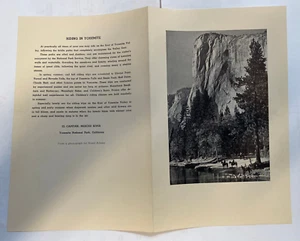 MENÚ YOSEMITE AHWAHNEE 23 de agosto de 1948 5,5x8,5" Ansel Adams El Capitán Merced River - Imagen 1 de 2