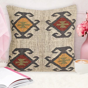 Indian Handmade Kilim Pillow cover Vintage Square Cushion Handwoven 18X18 (2pcs) - Picture 1 of 4