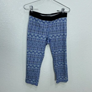 Soffe Blue Patterned Stretch Athletic Yoga Gym Cropped Pants Womens Sz S Legging - Picture 1 of 10