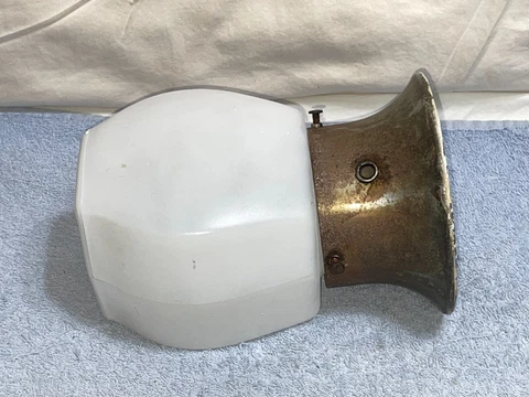 Vintage MCM 1950s 1960s Porch Bathroom SCONCE LIGHT Fixture White glass Globe Cover