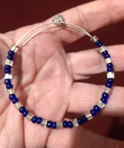 ALEX & ANI Cobalt Blue Clear silver bracelet - Picture 1 of 2