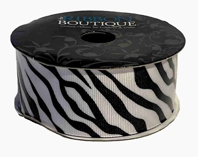 Ribbon Boutique/Hobby Lobby Black & White Zebra Polyester Ribbon 1.5"x 5 Yds-New - Image 1 of 3