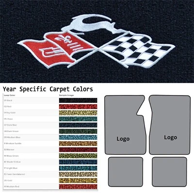 Alfombrillas Chevrolet Impala Deer ACC 1965-1970 con logotipo de banderas 4 piezas Foto 1 de 4