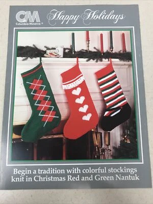 Vintage Christmas Cross Stitch Patterns Happy Holidays Stockings Santa Cookies - Image 1 of 4
