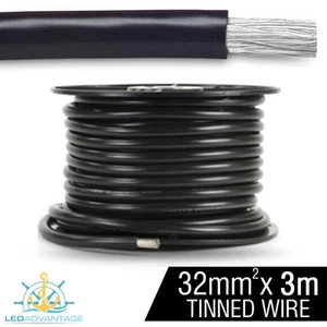 3m X 32mm2 NEGRO 188A CABRESTANTE ANCLA MARINA BATERÍA DE ALTA RESISTENCIA ALAMBRE COBRE ESTAÑADO - Imagen 1 de 1