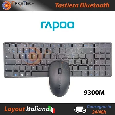 Rapoo 9300M set desktop multimodale wireless tastiera e mouse nero QWERTY (IT) - Immagine 1 di 4
