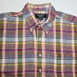 Brooks Brothers Country Club Madras Plaid Irish Linen Slim Fit XXL Shirt Button - Picture 1 of 7