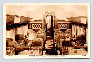 INTERIOR OF IMPERIAL AIRWAYS 42 SEATER AIR LINER REAL PHOTO POSTCARD (I-1) - Picture 1 of 2