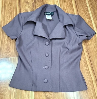 Blusa Camisa Blazer Carrera All That Jazz De Colección Años 80 Talla 3/4 Botones Malva Púrpura Foto 1 de 4