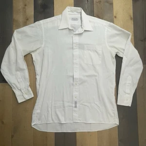 Vintage Christian Dior Chemise 16 34-35 LongSleeve ButtonUp Collar Ivory Stripe - Picture 1 of 8
