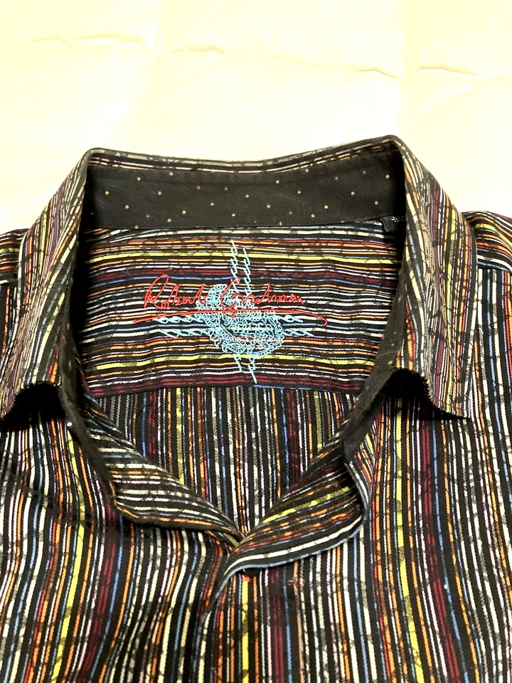 Дизайнер Robert Graham мужчин XLG длинным рукавом рубашка в полоску FlipCuff повседневное/платье - Изображение 1 из 4