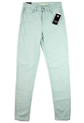 Guess Womens Jeans 31x29 High Rise '81 Skinny Cube Textured Denim Pants Aqua NEW - Image 1 of 4