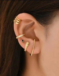 Gold 5 Stck. Schlange Ohr Manschette Ohrring Set - Bild 1 von 2